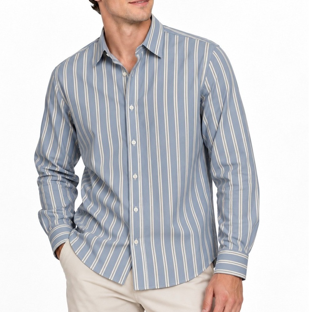 Abercrombie Men's Button Down Shirt Blue White Striped Size L Long Sleeve Preppy